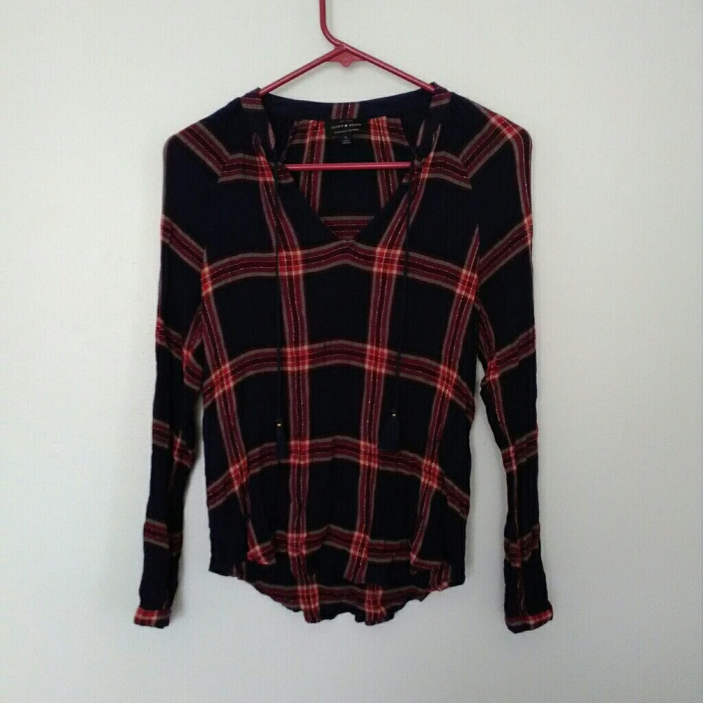 Lucky brand plaid long sleeve top